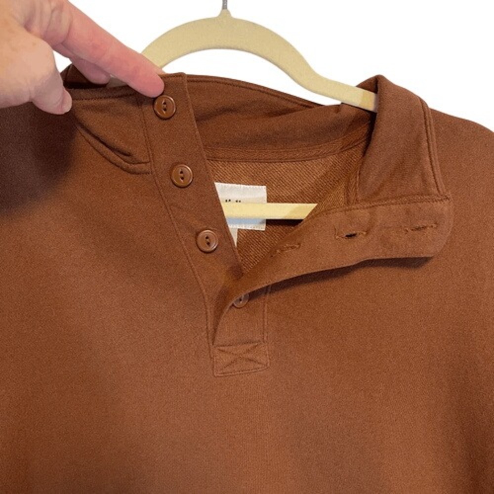 Goodfellow & Co Brown Collared Sweatshirt Recycled Cotton Blend Size M - Picture 4 of 9
